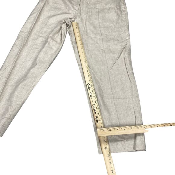 H & M Linen Blend Cropped Pants Womens 12 Beige Basic Coastal New $39.99 - Picture 4 of 13